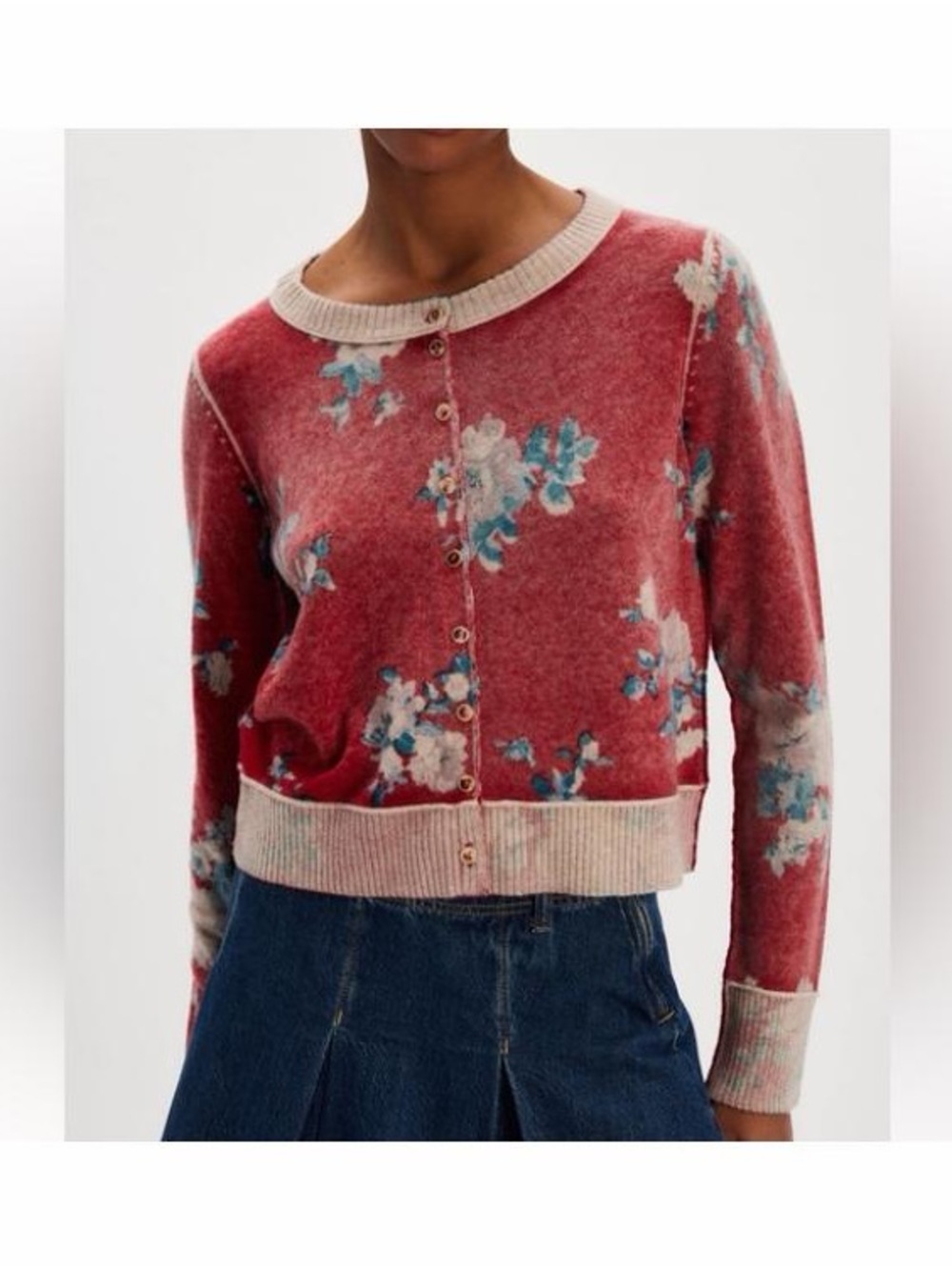 FREE PEOPLE nocturnal red floral cardigan women’s size S